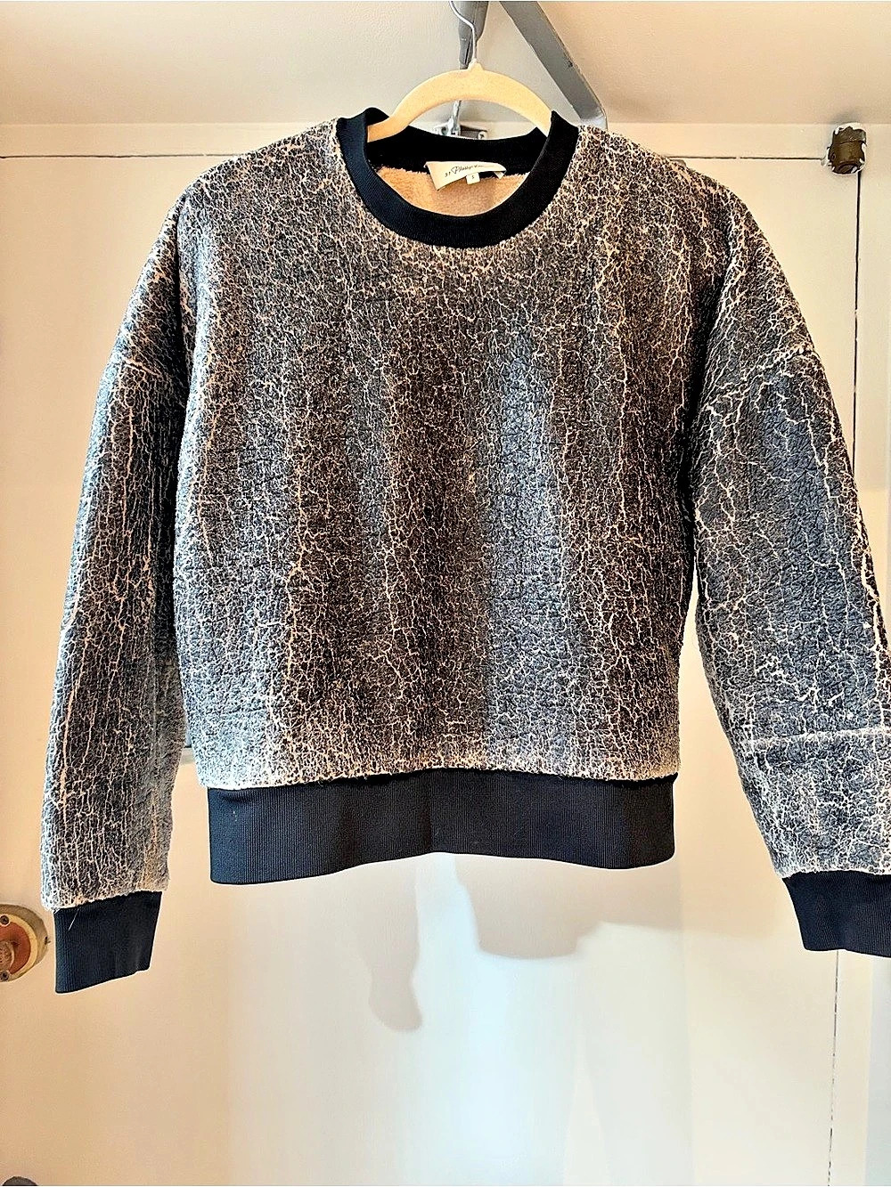 3.1 Phillip Lim Textured Crewneck in Black & Gray Size Small Like New